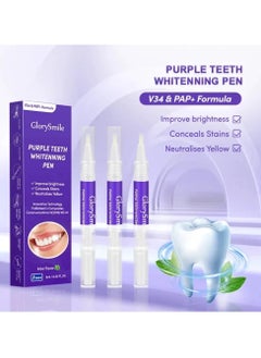 GlorySmile 3 Pcs Purple Teeth Whitening Pen Purple Toothpaste for Teeth Whitening V34 Color Corrector Toothpaste Purple Toothpaste Whitening Teeth Whitening Kit for Sensitive Teeth with Pap  - Image 4