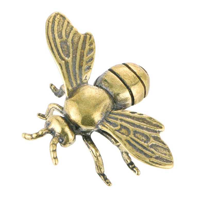 IMIKEYA Gold Bee Figurines: Vintage Brass Bee Statues Decorative Brass Animal Ornament DIY Craft Small Brass Metal Bee Desktop Ornament for Rustic Office Home Decor Wall Art Gift - Image 1