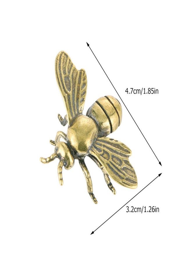 IMIKEYA Gold Bee Figurines: Vintage Brass Bee Statues Decorative Brass Animal Ornament DIY Craft Small Brass Metal Bee Desktop Ornament for Rustic Office Home Decor Wall Art Gift - Image 5