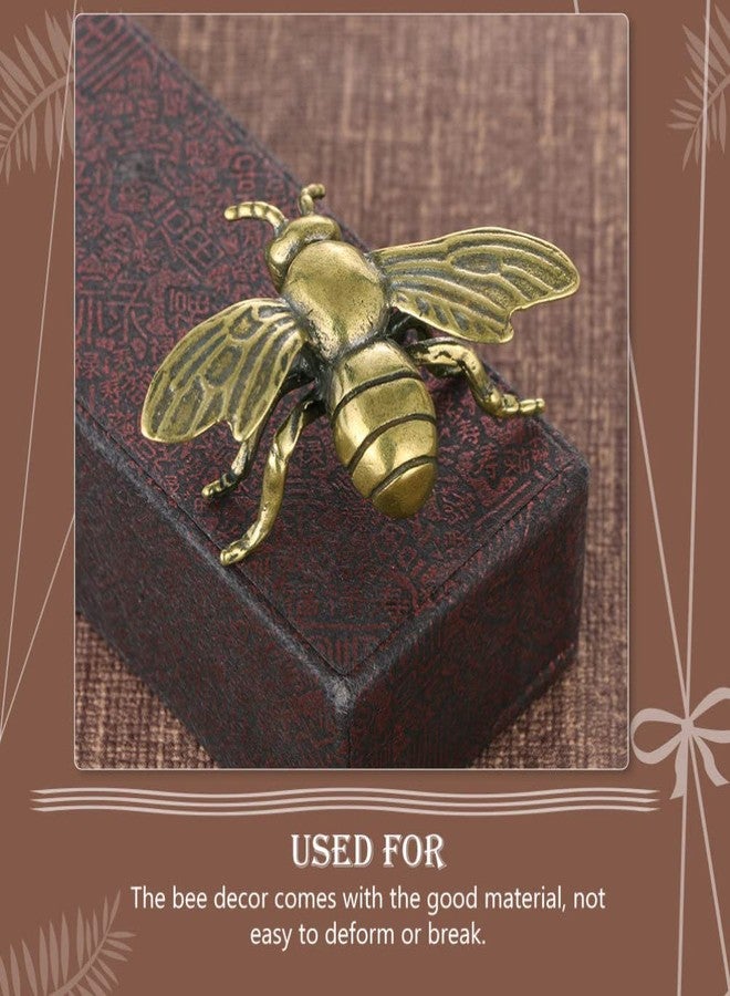 IMIKEYA Gold Bee Figurines: Vintage Brass Bee Statues Decorative Brass Animal Ornament DIY Craft Small Brass Metal Bee Desktop Ornament for Rustic Office Home Decor Wall Art Gift - Image 2