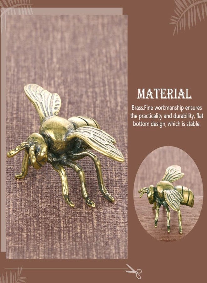 IMIKEYA Gold Bee Figurines: Vintage Brass Bee Statues Decorative Brass Animal Ornament DIY Craft Small Brass Metal Bee Desktop Ornament for Rustic Office Home Decor Wall Art Gift - Image 3