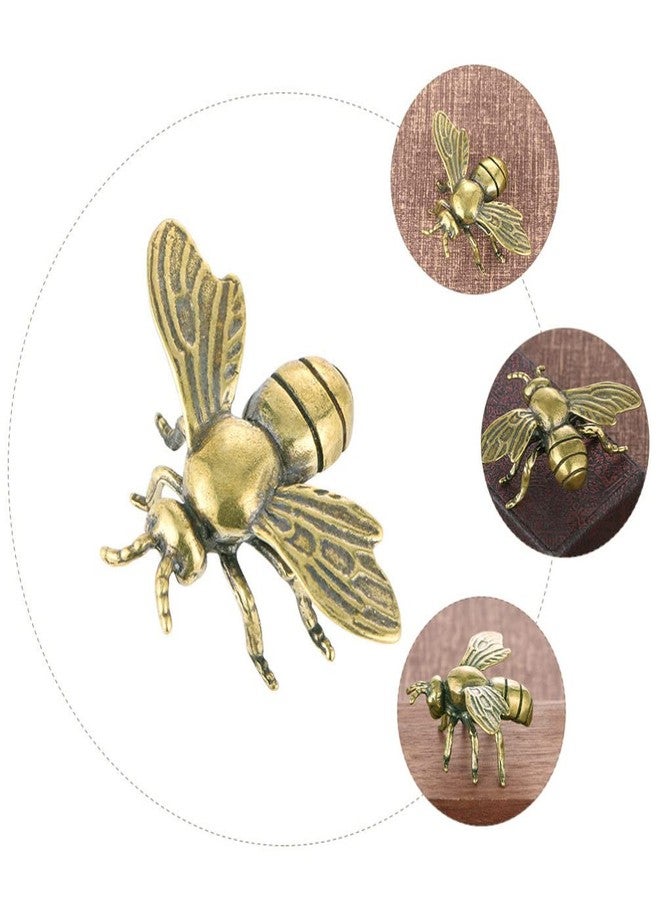 IMIKEYA Gold Bee Figurines: Vintage Brass Bee Statues Decorative Brass Animal Ornament DIY Craft Small Brass Metal Bee Desktop Ornament for Rustic Office Home Decor Wall Art Gift - Image 4