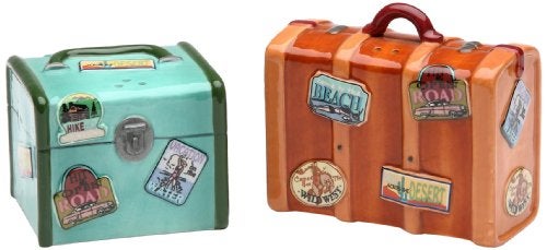 Appletree Design Road Trip Luggage Salt and Pepper Set, 2-3/8-Inch, 1-3/4-Inch - Image 1