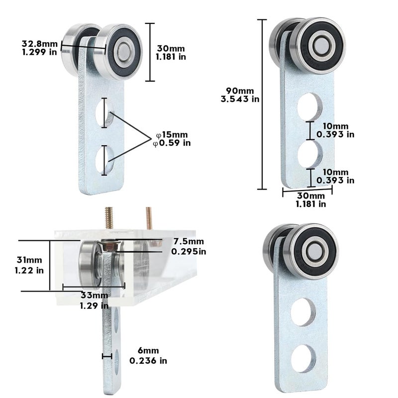 Fuperoo 2Wheel Trolley Assembly Rollers.Bearing Trolley Assembly.The top of The Trolley has Room for Set Screws, Allowing The use of a 1-5/8" high Strut Channel to Save on Construction Costs. - Image 2