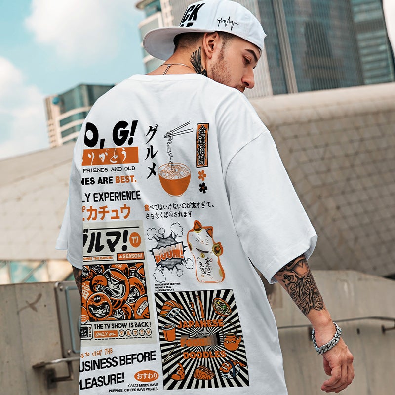 2021 Summer New Japanese T-shirt Short-sleeved Men's Trendy Brand Fashionable Loose Printed Hip-hop Couples 8XL Half-sleeved T-shirt - Image 3
