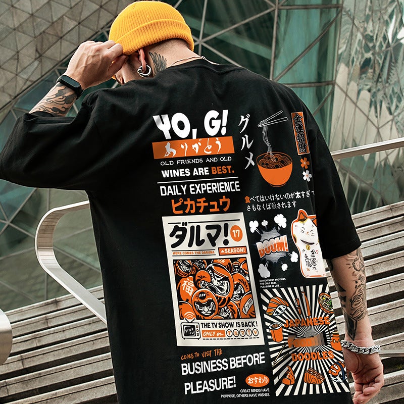 2021 Summer New Japanese T-shirt Short-sleeved Men's Trendy Brand Fashionable Loose Printed Hip-hop Couples 8XL Half-sleeved T-shirt - Image 1