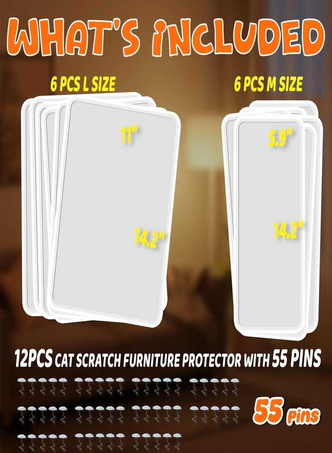 THLHKD Cat Scratch Furniture Protector: 12 Pcs Single Side Couch Protector from Cat Claws with 4 Holes, Easy to Stick & Fix, Furniture Protectors from Cats Scratching(12P+55 Pins) - Image 2