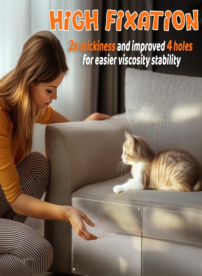THLHKD Cat Scratch Furniture Protector: 12 Pcs Single Side Couch Protector from Cat Claws with 4 Holes, Easy to Stick & Fix, Furniture Protectors from Cats Scratching(12P+55 Pins) - Image 5