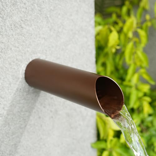 Aquadock 1.2 Inch 316 Stainless Steel Round Waterfall Spout Scupper, Outdoor Spillway Water Fountain Landscape Decor for Pools, Ponds, Water Walls, Overall Length 8 Inch (Matt Brown) - Image 1