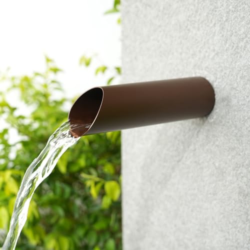 Aquadock 1.2 Inch 316 Stainless Steel Round Waterfall Spout Scupper, Outdoor Spillway Water Fountain Landscape Decor for Pools, Ponds, Water Walls, Overall Length 8 Inch (Matt Brown) - Image 2