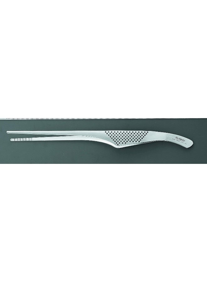Global Utility Tong, 30cm. Stainless steel CROMOVA 18. Ergonomic hygienic handles. Dimple pattern for slip-resistant grip. Made in Japan - Image 2
