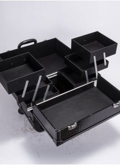 SUNRISE Portable Mobile Rolling Makeup Hair Salon Stylist Train Case Key Black  - Image 3