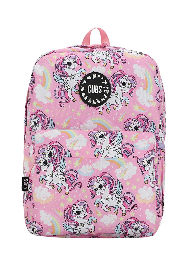 CUBS Unicorn & Rainbows Print Waterproof Kids 28L Backpack with zip closure Ideal for 6-12 years girls, Compatible with 15" Laptop - Image 1