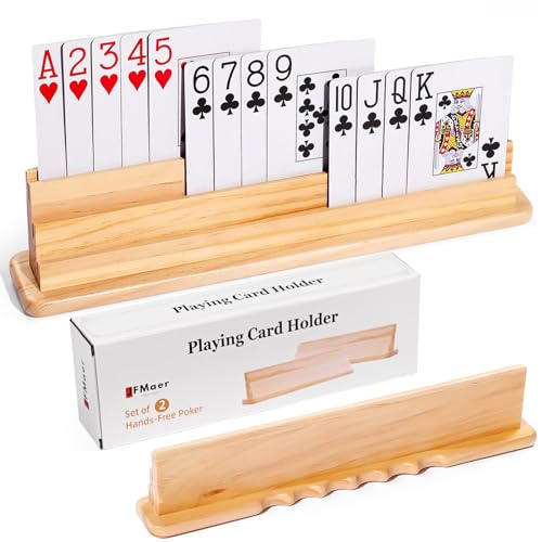 JFMkaer Card Holders for Playing Cards 2PCS, Handheld Groove Design for Comfortable Grip, Wooden Playing Card Holder for Adults, Seniors, Kids - Image 1