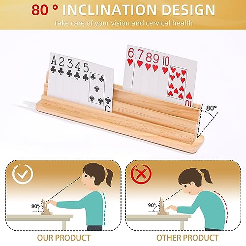JFMkaer Card Holders for Playing Cards 2PCS, Handheld Groove Design for Comfortable Grip, Wooden Playing Card Holder for Adults, Seniors, Kids - Image 4
