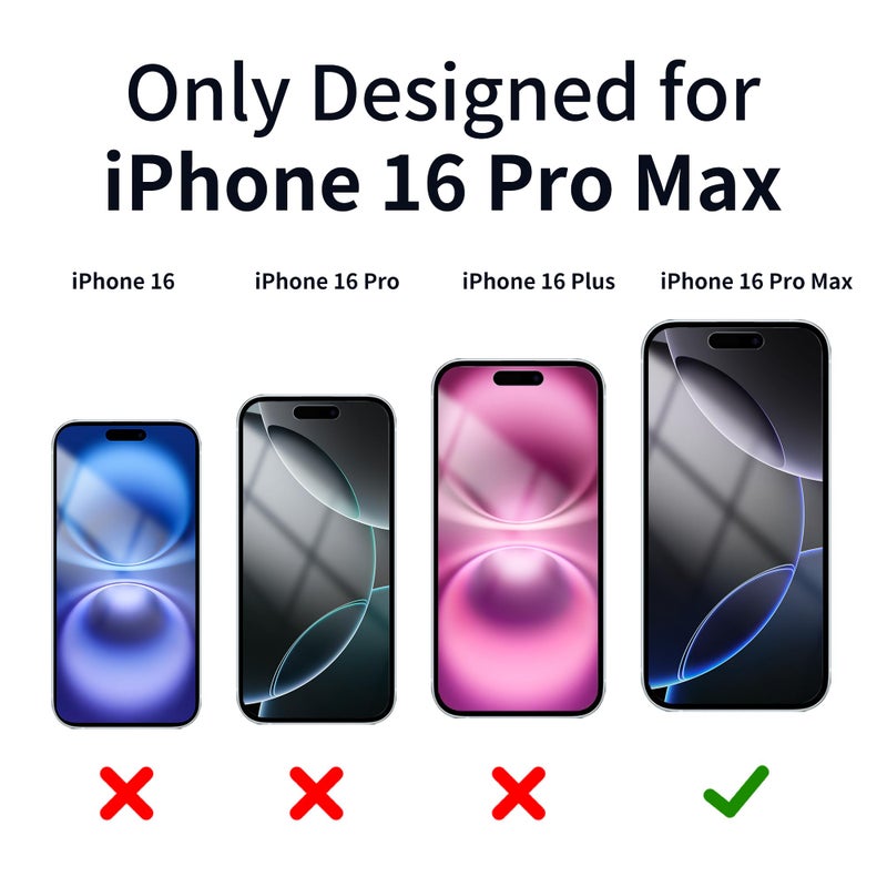 Juvraixo for iPhone 16 Pro Max Privacy Screen Protector 6.9 inch Gradient Colorful 16 ProMax Tempered Glass 28Â° Anti-Spy Private Anti Blue Light Full Coverage Anti-Scratch HD Easy Install Frame 2 Pack - Image 2