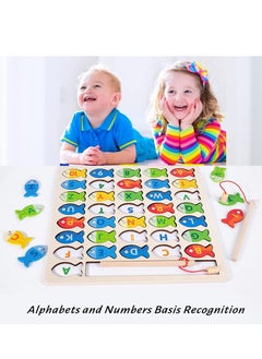 Y&D Wooden Magnetic Fishing Game for Toddlers Montessori Fine Motor Skills Toy with Letters and Numbers Preschool Classroom Learning  - Image 2