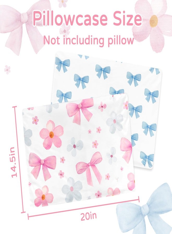 Hooyax Toddler Pillowcase 2 Pack - Soft Stretchy Small Pillow Cases, Cozy Sleep Kids Pillow Cover with Cute Print, Envelope Closure for 13x18 12x16 14x19 Baby Travel Pillow(Bow Flower) - Image 3