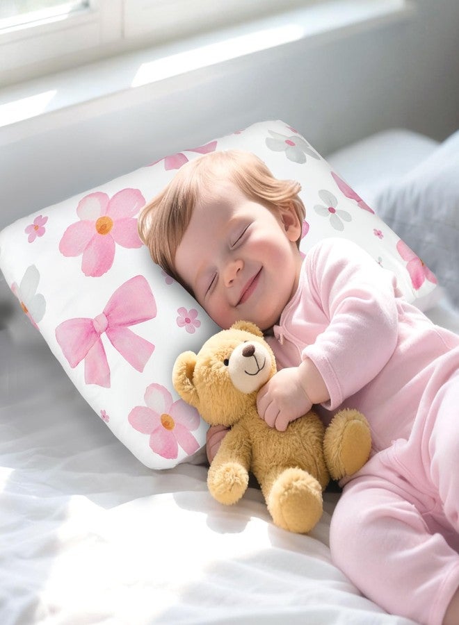 Hooyax Toddler Pillowcase 2 Pack - Soft Stretchy Small Pillow Cases, Cozy Sleep Kids Pillow Cover with Cute Print, Envelope Closure for 13x18 12x16 14x19 Baby Travel Pillow(Bow Flower) - Image 2