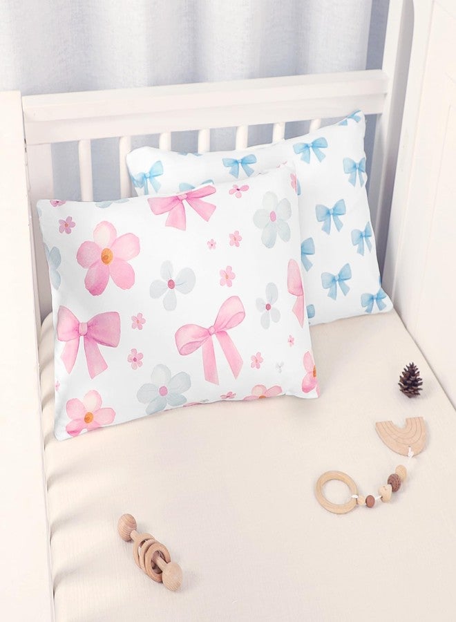 Hooyax Toddler Pillowcase 2 Pack - Soft Stretchy Small Pillow Cases, Cozy Sleep Kids Pillow Cover with Cute Print, Envelope Closure for 13x18 12x16 14x19 Baby Travel Pillow(Bow Flower) - Image 5