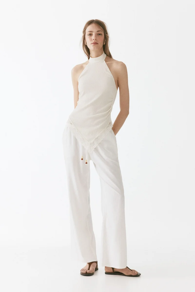 H&M Linen-blend drawstring trousers
