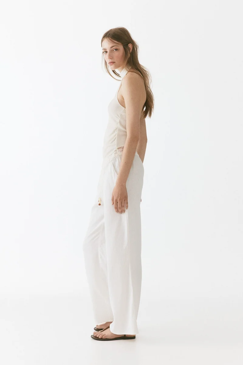 H&M Linen-blend drawstring trousers