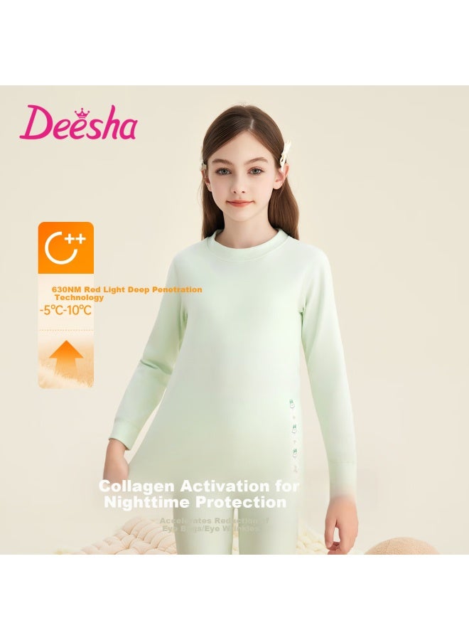 Deesha Antistatic Cationic Warmth Technology 7a Antibacterial Children's Autumn Thermal Underwear Set Girls' Pajamas
