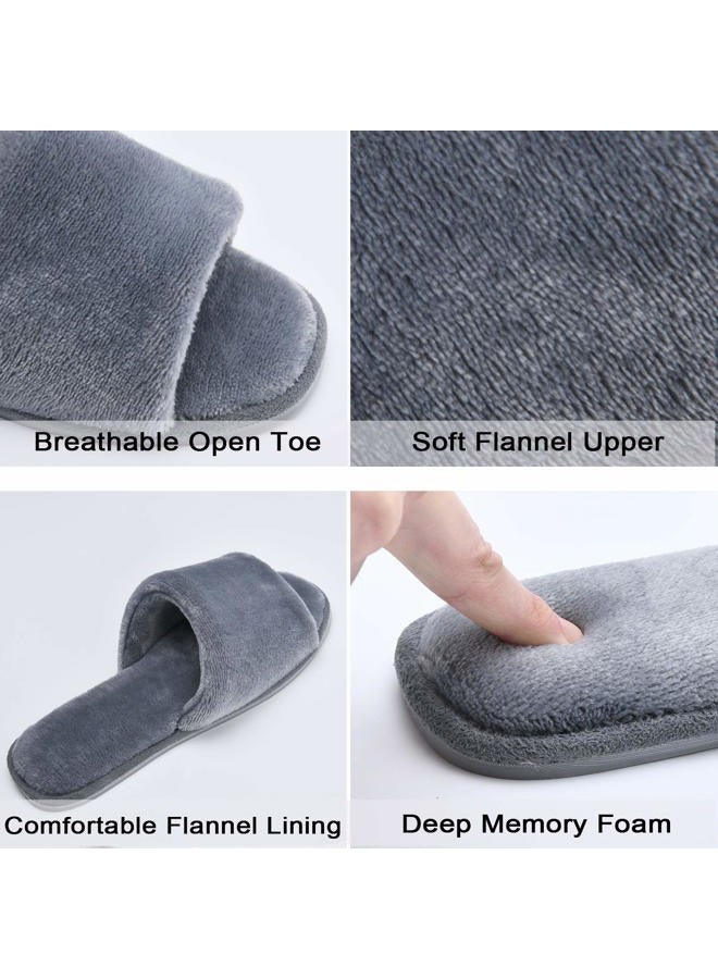 DL Open Toe Slippers for women Indoor, Cozy Memory Foam Womens House Slippers Summer Slip On, Comfy Soft Flannel Womens Bedroom Slippers Slide Breathable Size 9-10 Dark Grey - Image 3