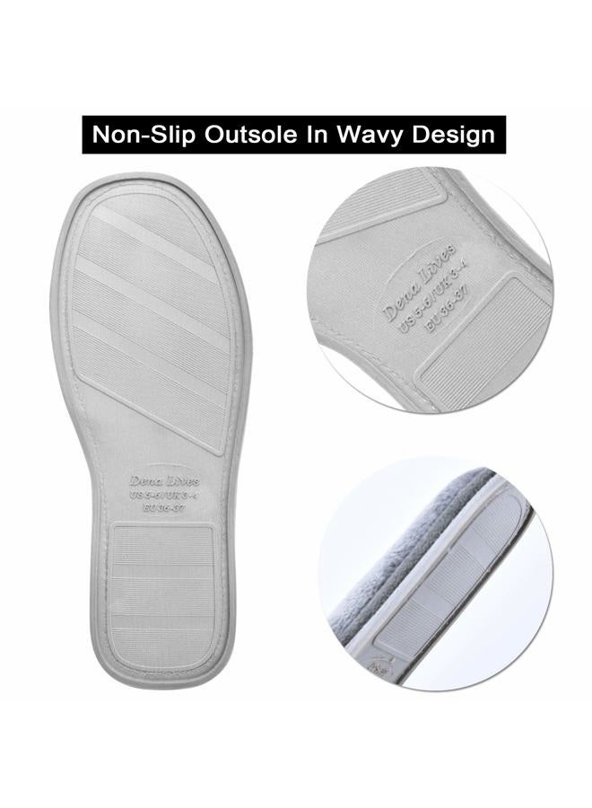 DL Open Toe Slippers for women Indoor, Cozy Memory Foam Womens House Slippers Summer Slip On, Comfy Soft Flannel Womens Bedroom Slippers Slide Breathable Size 9-10 Dark Grey - Image 5