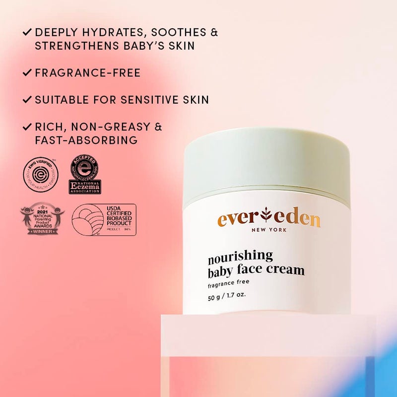 إيفردين Nourishing Baby Face Cream 1.7 oz. | Non-Toxic and Fragrance-Free Baby Face Lotion | Rich, Non-Greasy Baby Moisturizing Cream | Baby Face Moisturizer with Clean Ingredients - Image 2
