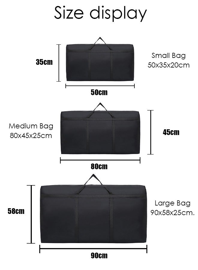DUNISO 3 Pack Large Clothes Storage Bags | Moving Bags | Foldable Blanket Storage Bags for Organizing Bedroom, Closet, Comforter, Organization and Storage with Zip and Handle(Black) - Image 3