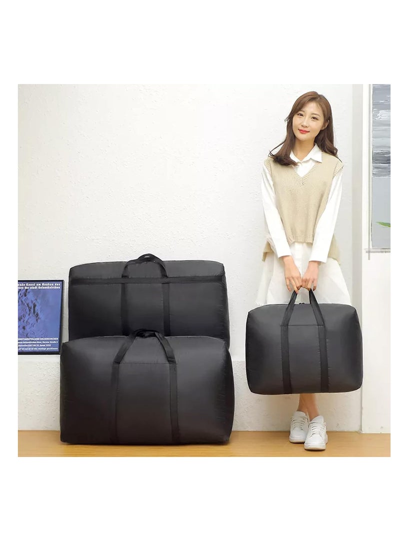 DUNISO 3 Pack Large Clothes Storage Bags | Moving Bags | Foldable Blanket Storage Bags for Organizing Bedroom, Closet, Comforter, Organization and Storage with Zip and Handle(Black) - Image 2