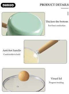 DUNISO Ceramic Handle Milk Pot with Heat-Resistant Hanging Handle and Thickened Glass Lid,Healthy Nonstick Coating Dishwasher Safe Butter Warmer Milk Boiling Melting Pot,Multipurpose Use Sauce Pan Cooking Pan Coffee Warmer Coffee Pot Teapot  - Image 2