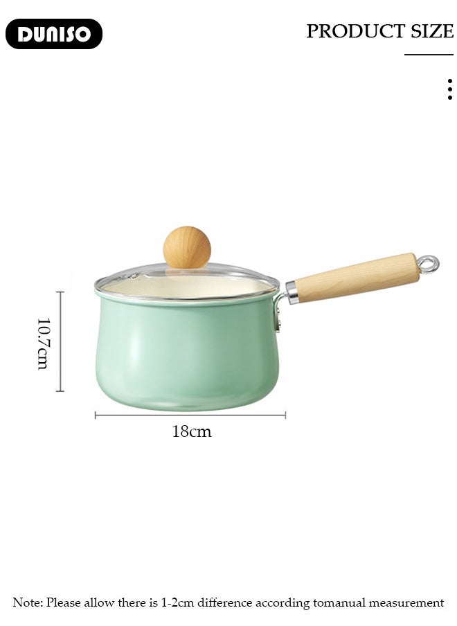 DUNISO Ceramic Handle Milk Pot with Heat-Resistant Hanging Handle and Thickened Glass Lid,Healthy Nonstick Coating Dishwasher Safe Butter Warmer Milk Boiling Melting Pot,Multipurpose Use Sauce Pan Cooking Pan Coffee Warmer Coffee Pot Teapot  - Image 4