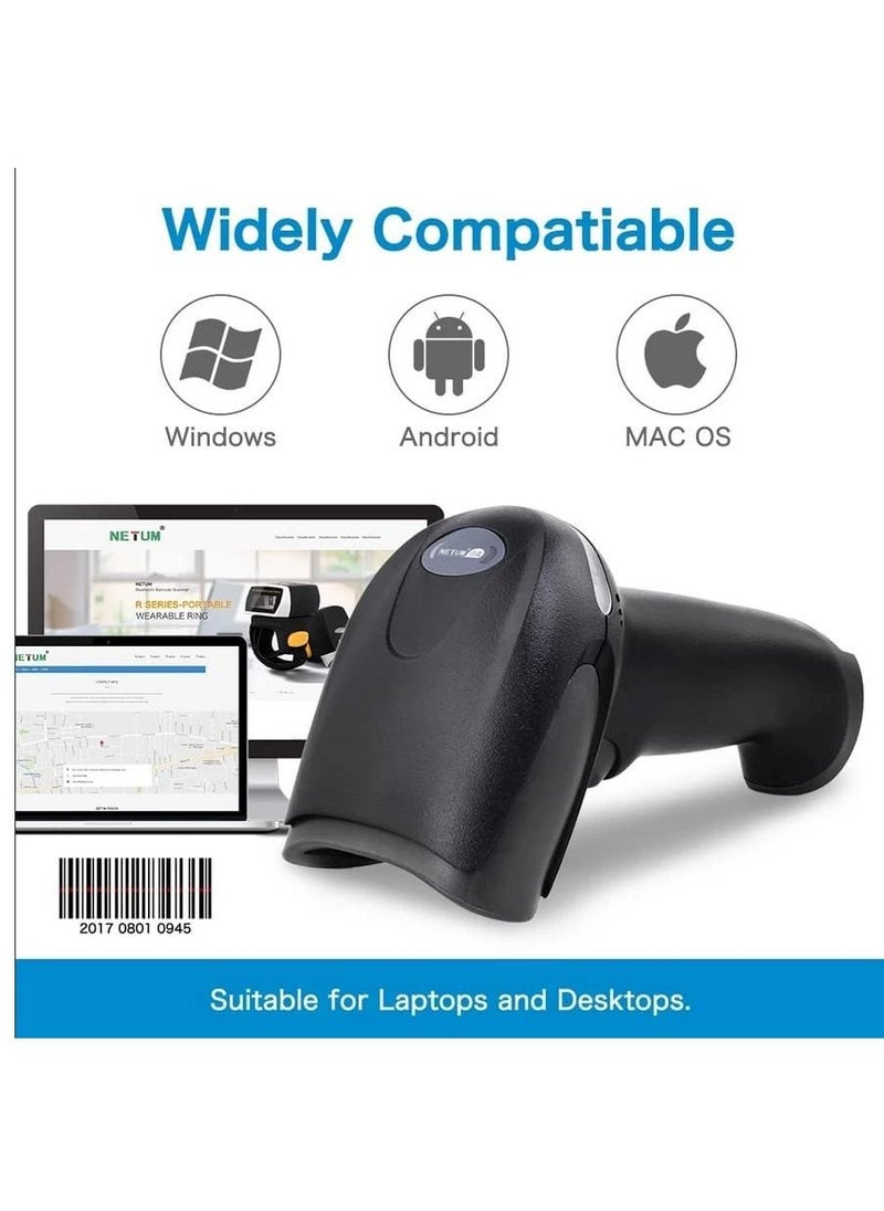 Ntech - Ntech USB Wireless Barcode Scanner Handheld Laser Barcode Reader (2.4GHz Wireless & USB2.0 Wired) - Image 1