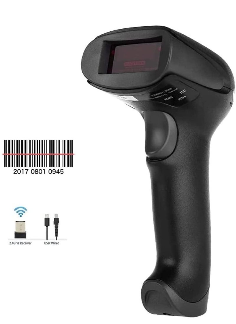 Ntech - Ntech USB Wireless Barcode Scanner Handheld Laser Barcode Reader (2.4GHz Wireless & USB2.0 Wired) - Image 1