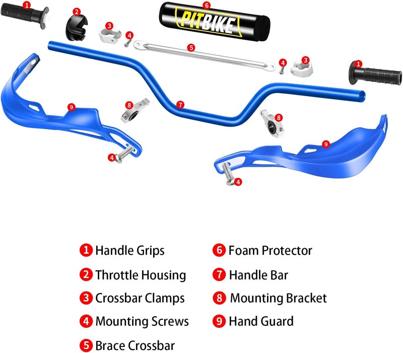 RUTU Dirtbike Handlebar and Guard Kit with Grips and Chest Pad - All-Round Protection for 50-150cc Pit Bikes - Image 3