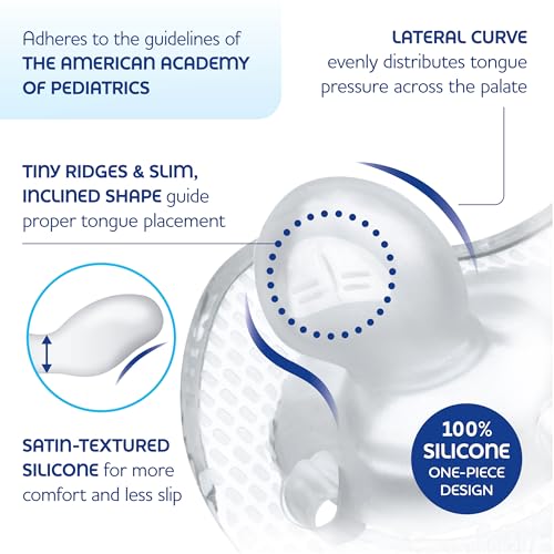Chicco PhysioForma Luxe Orthodontic Pacifier, 6-16m | 100% Soft Silicone | Supports Breathing & Oral Development | Textured Shield & Handle | Includes Sterilizing Case | BPA Free | Grey, 2pk - Image 4