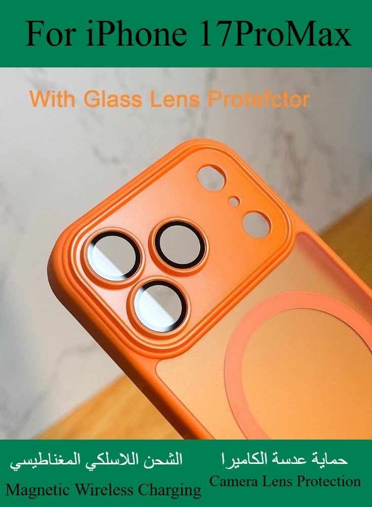 Dili Apple Gold Case iPhone17 Pro Max Magnetic Wireless Charging Phone Case Matte Translucent Hard Acrylic Back Shockproof Armor Camera Lens Protection Cover - Image 3