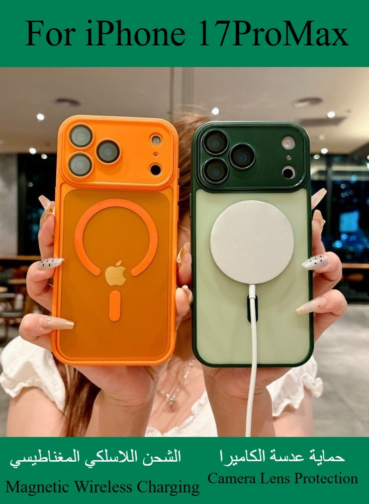 Dili Apple Gold Case iPhone17 Pro Max Magnetic Wireless Charging Phone Case Matte Translucent Hard Acrylic Back Shockproof Armor Camera Lens Protection Cover - Image 4