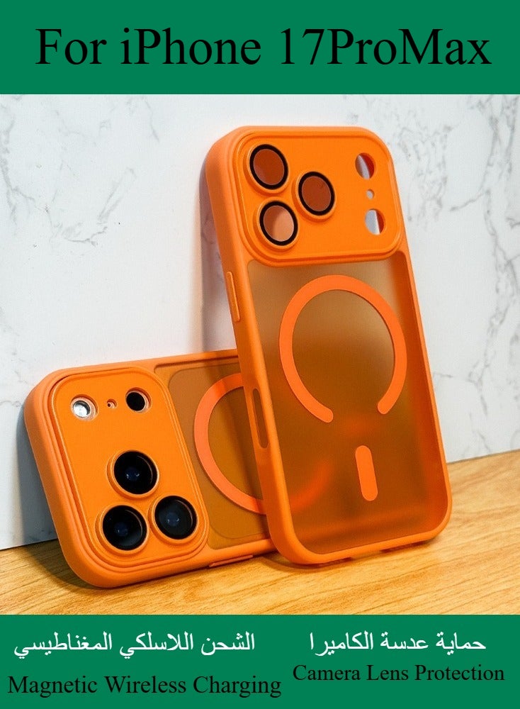 Dili Apple Gold Case iPhone17 Pro Max Magnetic Wireless Charging Phone Case Matte Translucent Hard Acrylic Back Shockproof Armor Camera Lens Protection Cover - Image 5