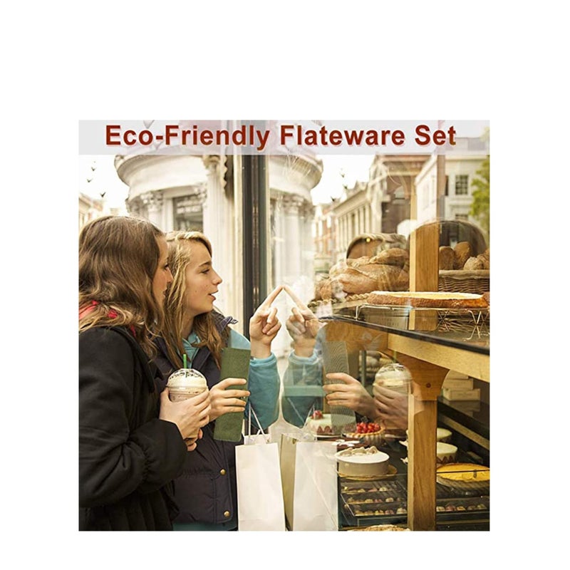 Zikra Bamboo Cutlery Set, Bamboo Travel Utensils Include Knife Fork Spoon Chopsticks Straws - Image 5