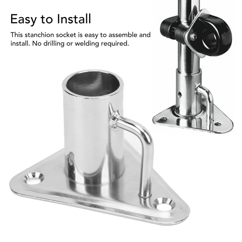 316 Stainless Steel Flag Pole Holder 90 Degree 1 Inch Mounting Bracket With Triangle Base Buttress For Ships Yachts - Image 5