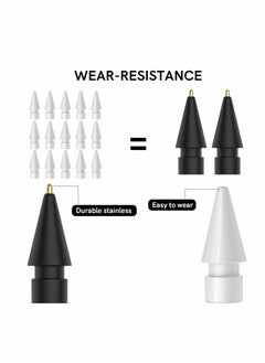 KASTWAVE Replacement Tips for Apple Pencil, 2 Pack Compatible with Apple Pencil 2nd Gen and 1st Gen, No Wear Out Fine Point Precise Control Pen Like Nibs for Apple Pencil (Black 1.8mm)  - Image 3