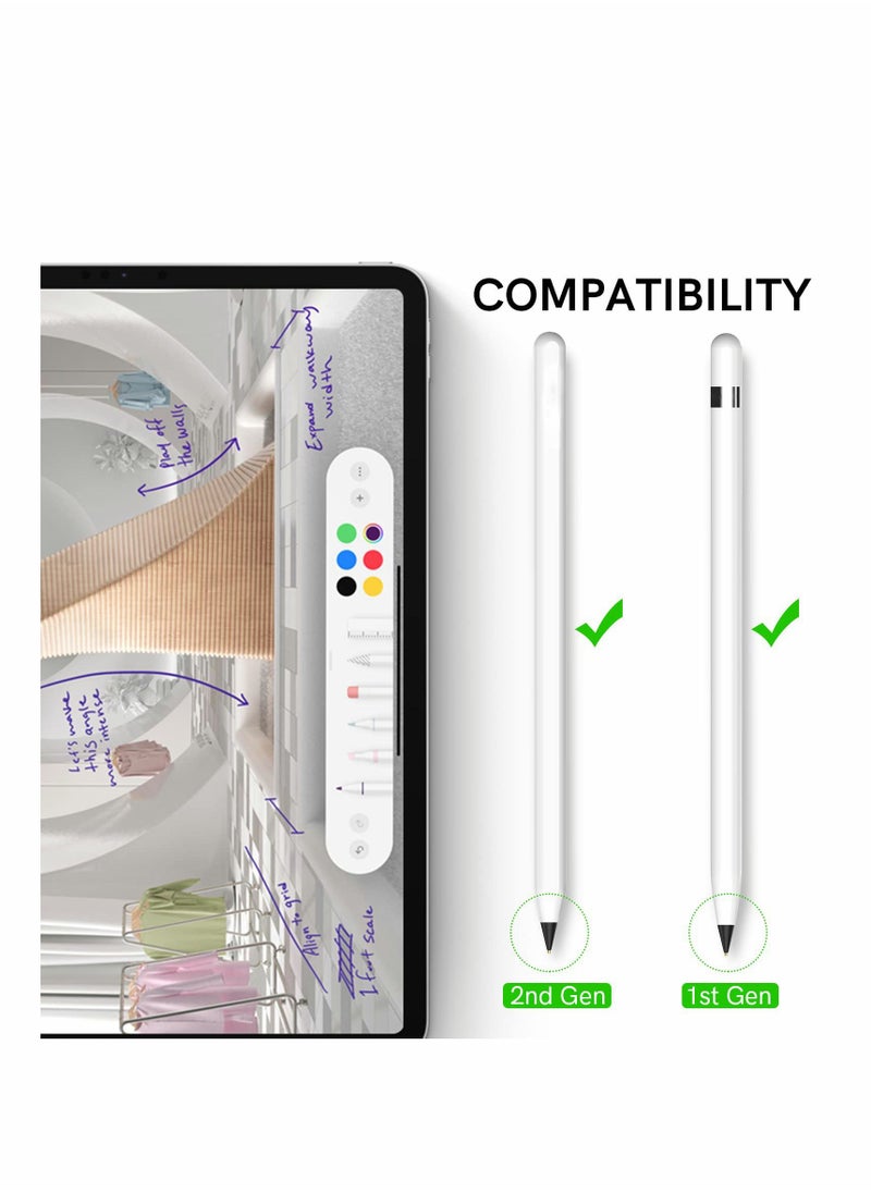 KASTWAVE - أطراف بديلة لقلم Apple Pencil، عبوة من قطعتين متوافقة مع قلم Apple Pencil من الجيل الثاني والجيل الأول، لا تتعرض للتلف، ذات رأس رفيع وتحكم دقيق مثل أقلام Apple Pencil (أسود 1.8 مم) - Image 1