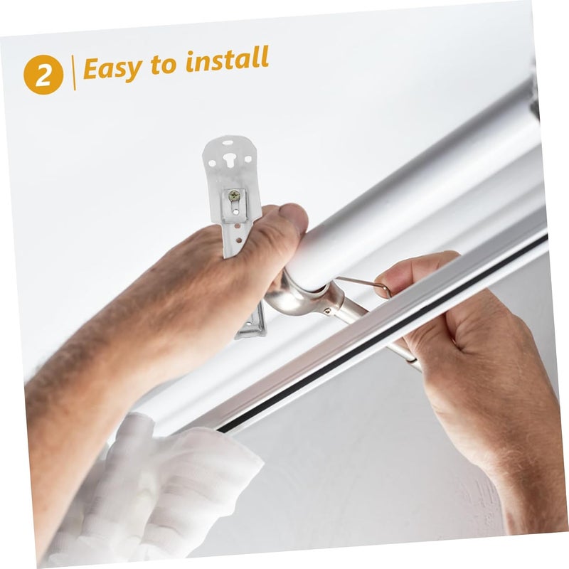 Garneck 2Pcs Double Roller Shades Brackets Curtain Track Mounting Hardware for Window Treatments Versatile Fixed Side Brackets for Light Control and Privacy - Image 4
