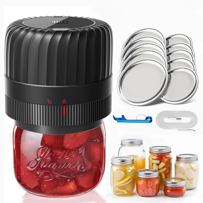 KITOOL Electric Mason Jar Vacuum Sealer Kit for WideMouth  RegularMouth Mason Jars Food Saver Vacuum Canning Sealer Machine Includes 10 Jar Lids