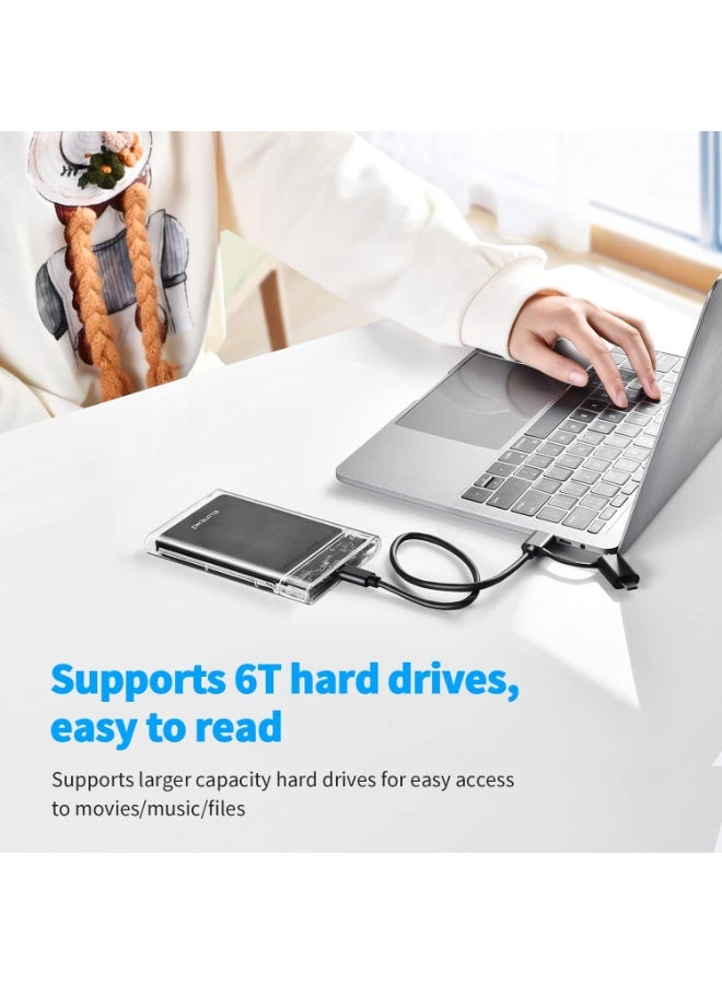 علبة هارد ديسك خارجية شفافة 2.5 إنش مع كابل USB 3.1 وType-C – تدعم أقراص SATA SSD/HDD - Image 2
