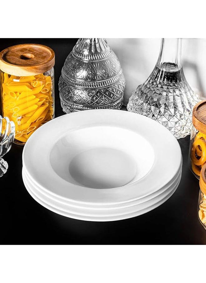 Generic Elegant White Pasta Bowls Set Of 4  12 Oz Soup Bowls Set  Wide Rim Salad Bowl  Premium Porcelain Pasta Plate Bowl Set  Shallow Soup Plates For Eating  Microwave Dishwasher Oven Safe Bowls  - Image 2