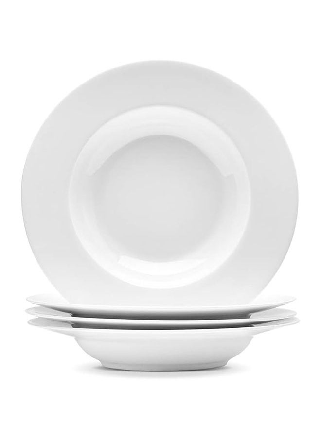 Generic Elegant White Pasta Bowls Set Of 4  12 Oz Soup Bowls Set  Wide Rim Salad Bowl  Premium Porcelain Pasta Plate Bowl Set  Shallow Soup Plates For Eating  Microwave Dishwasher Oven Safe Bowls  - Image 1